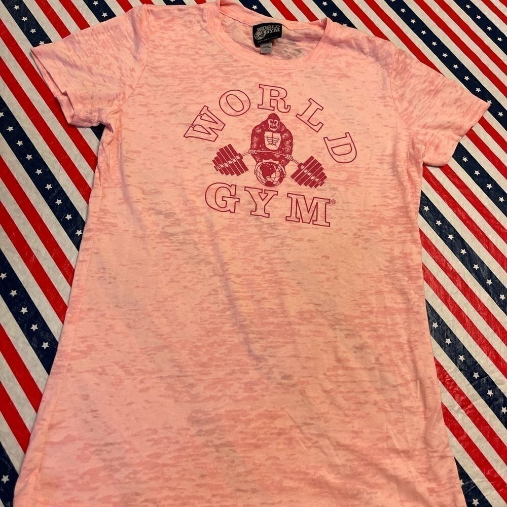 World Gym Pink Gorilla Logo T-Shirt Size Large